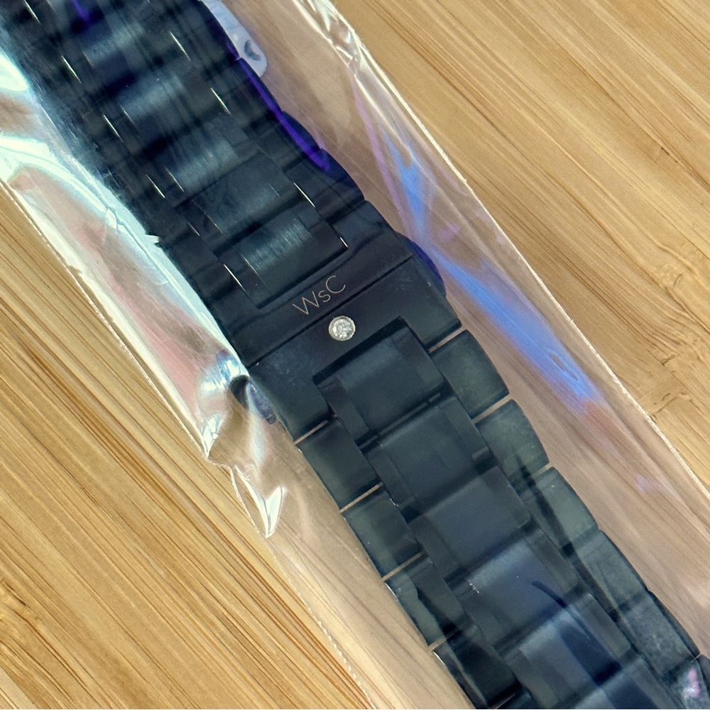 44mm Black Steel Link Apple Watch Band w/ Diamond